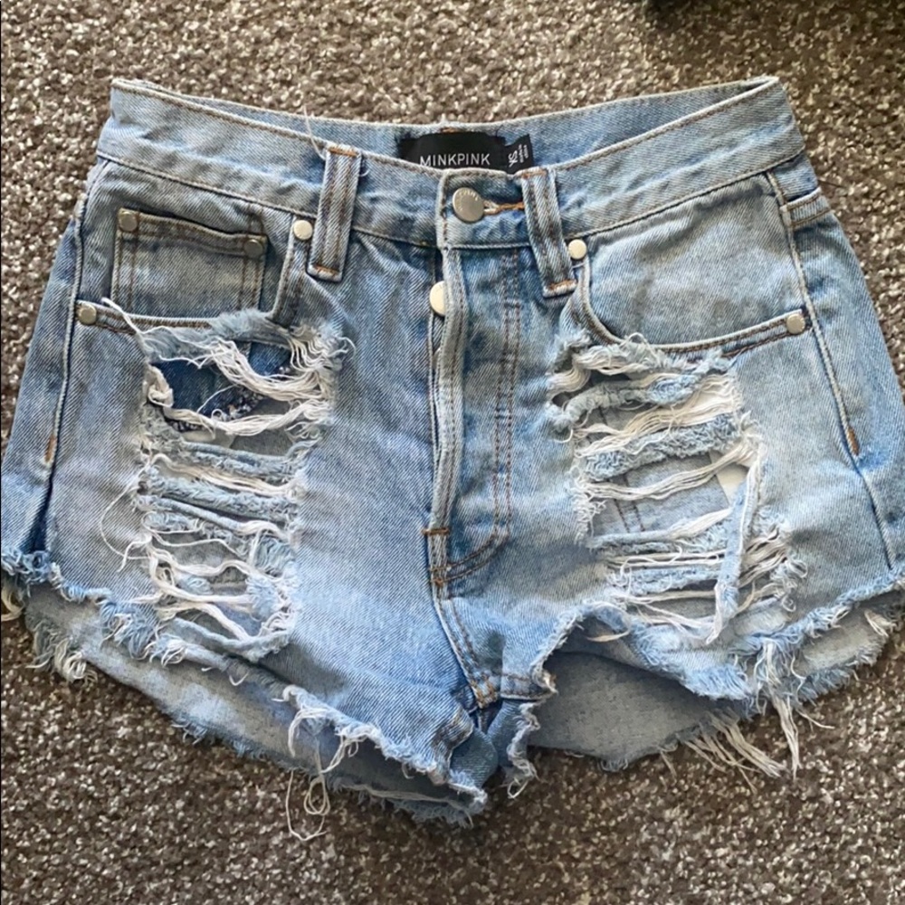High waisted denim shorts
